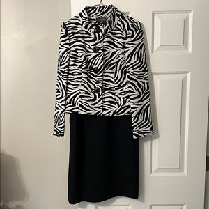 Liz Claiborne Black & White Zebra Print Jacket with Black Dress